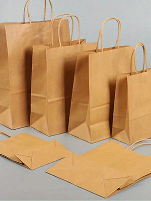 カスタムロゴ 軽量紙包装袋 方形の底と曲がったハンドル